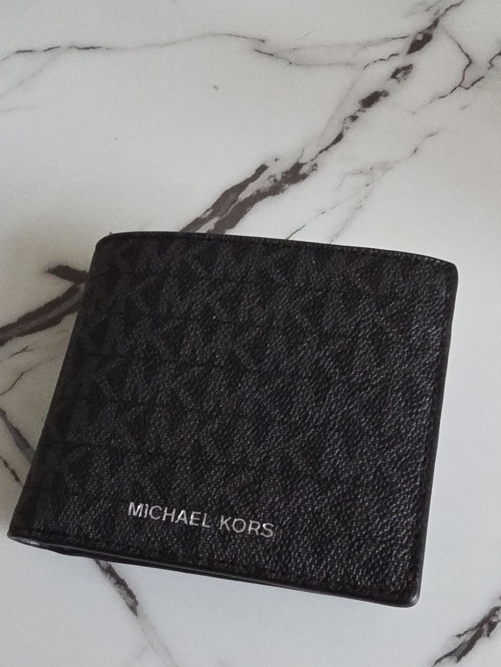 Michael Kors Black Textured Logo Bifold Wallet